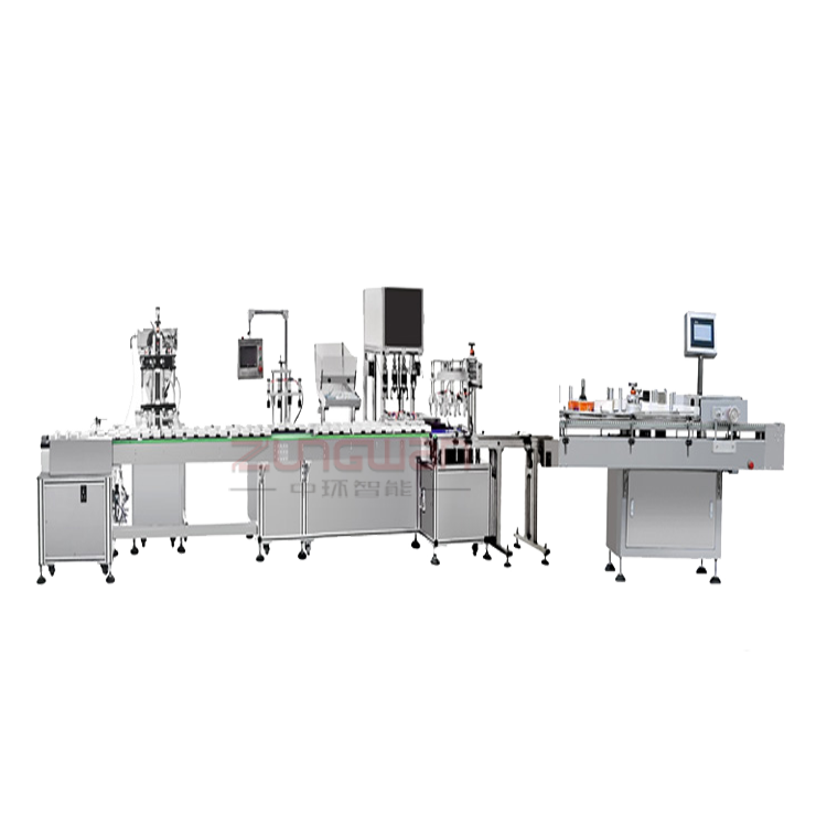 ZHSR-4C直線式水乳膏霜灌裝旋蓋貼標(biāo)聯(lián)動生產(chǎn)線